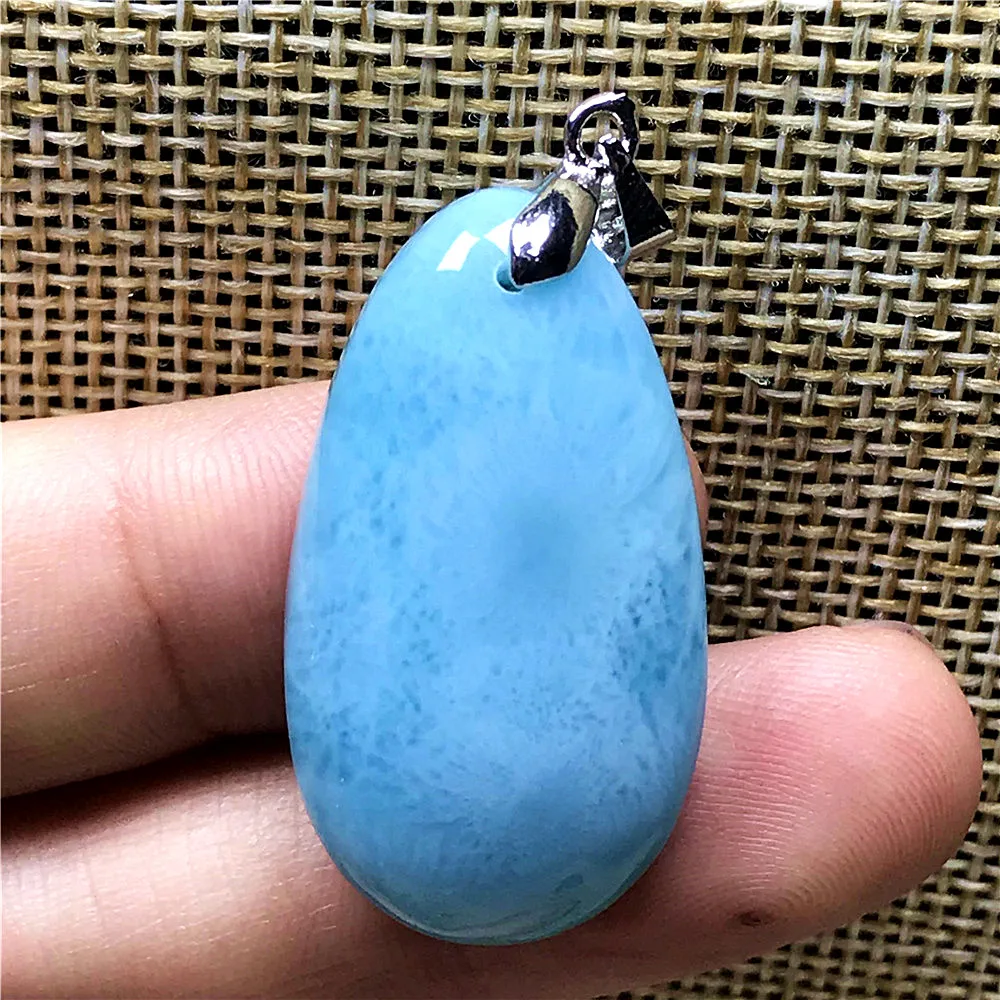 

Top Natural Blue Larimar Pendant Jewelry For Woman Man Crystal 31x17x8mm Beads Water Pattern Dominica Water Drop Stone AAAAA
