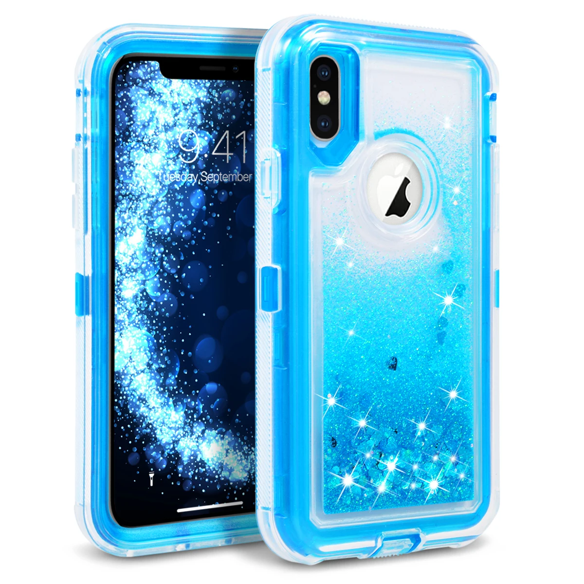 Чехол с сияющими блестками для iphone 11 pro Max X Xs Max 7 8 6 6s Plus чехол для iphone XR чехлы чехол ТПУ Блестки Bling жидкая жесткая защита - Цвет: Синий