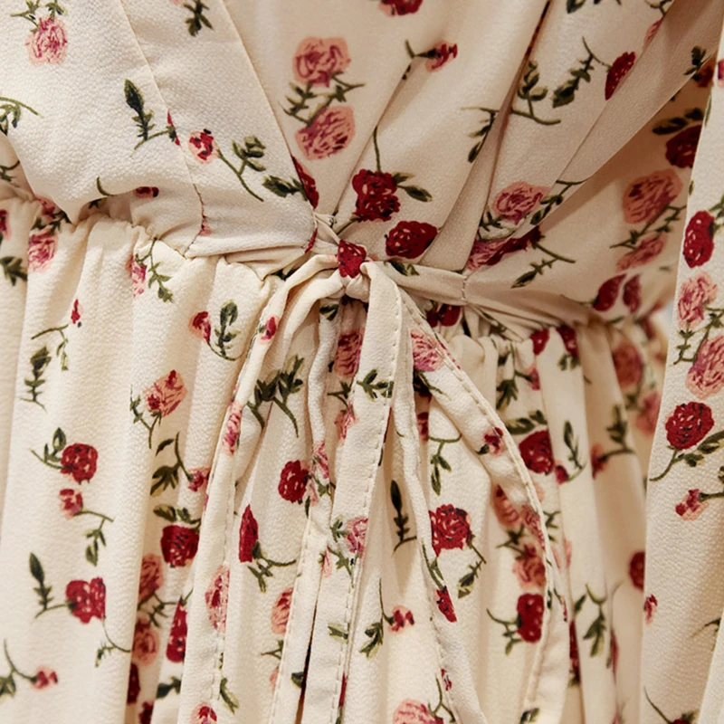 Trytree 2020 весеннее женское платье повседневное v образный вырез рукав фонарик а