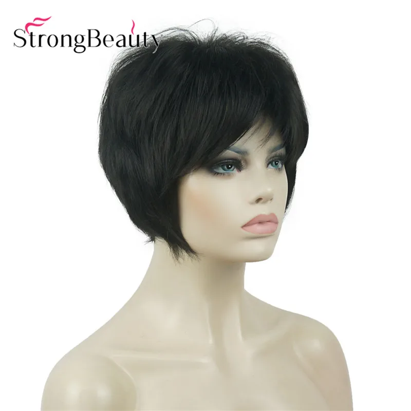 2 StrongBeauty короткие прямые парики мягкие волосы слоистые локоны Омбре блонд/Красный синтетический парик - Цвет: 2