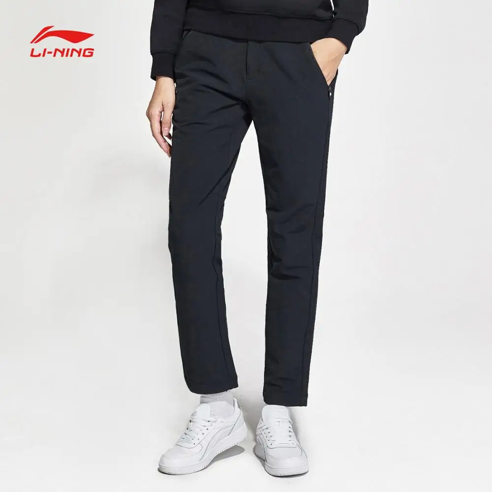 Li-Ning женские уличные быстросохнущие штаны, обычный крой, 91% полиэстер, 9% спандекс, эластичная подкладка, спортивные штаны, брюки, AEKN018 WKY193