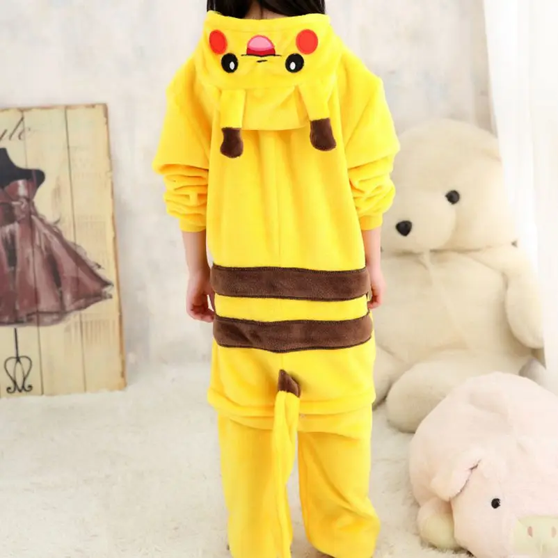 Теплая детская одежда с капюшоном изображением животных Onsies фланелевый банный