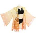 Женский купальник из 3 предметов, шифоновый купальник с высокой талией, комплект бикини пуш-ап, купальный костюм с накидкой, Яркий купальный костюм