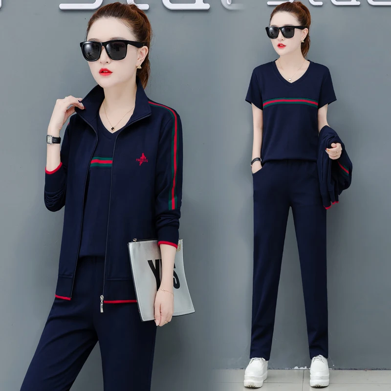 royalblue Брендовая одежда для женщин, комплект из 3 предметов, куртка, рубашка, брюки, костюм размера плюс, спортивный костюм, костюмы, сочетающиеся зимне-осенние комплекты из 2 предметов - Цвет: royalblue