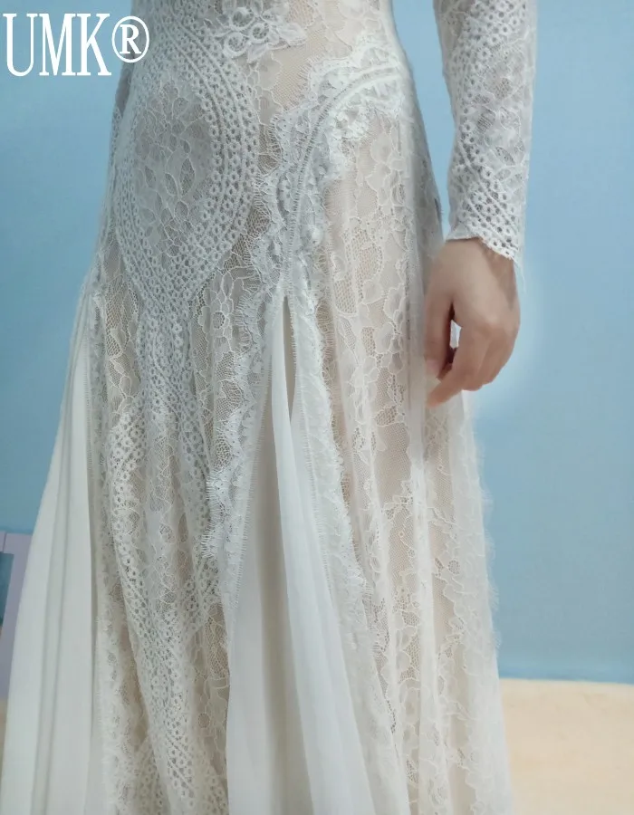 UMK сексуальное пляжное свадебное платье с открытой спиной 2020 кружевные свадебные