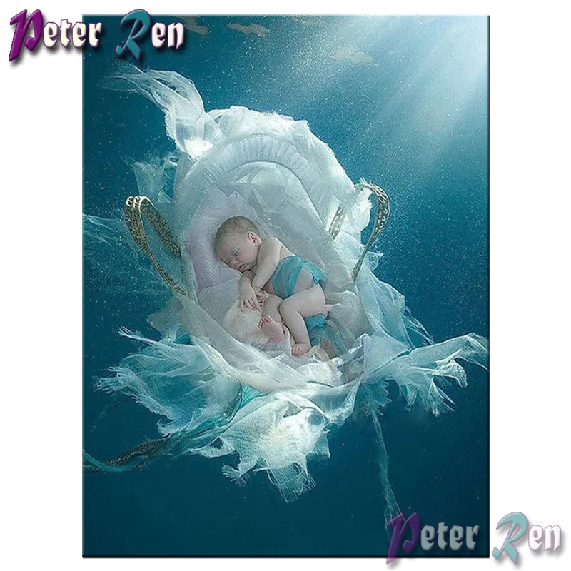 

5d diamond Painting Cross Stitch full Square\Round diamond Embroidery Rhinestone Sleeping underwater baby picture Children gift
