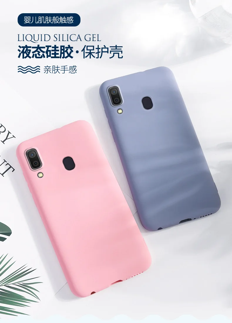 100 шт. для samsung A10 20 30 40 50 60 70 силиконовый чехол A20E жидкий силикон мягкий чехол M10 20 корпус для мобильного телефона, все включено M30
