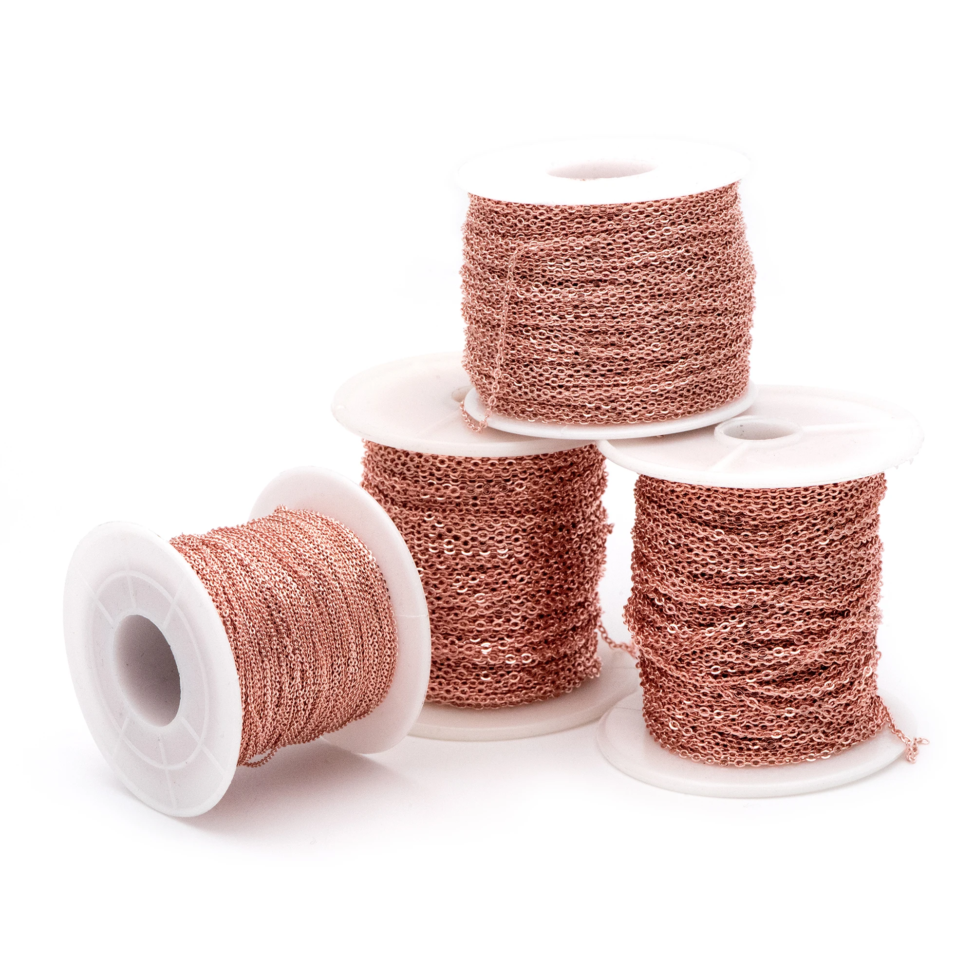 Розовое золото цинковый сплав Плоская овальная форма кабель цепи покрытие из