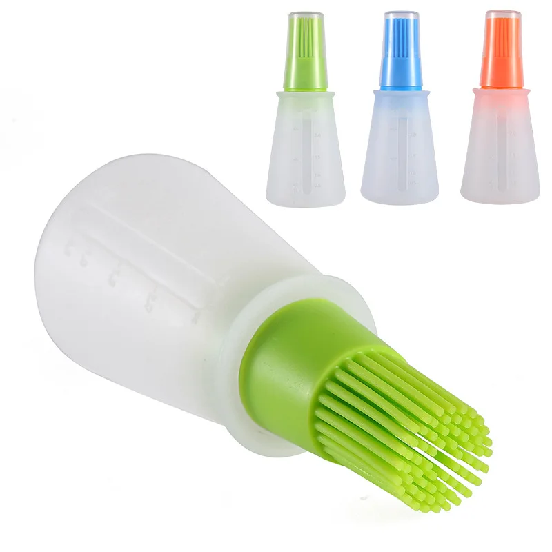 

Empty Squeeze Bottle Silicone Baking Oil Brush With Cap Scale Sauce Butter Barbecue Brush Refillable Kitchen Cooking Bottle Cont