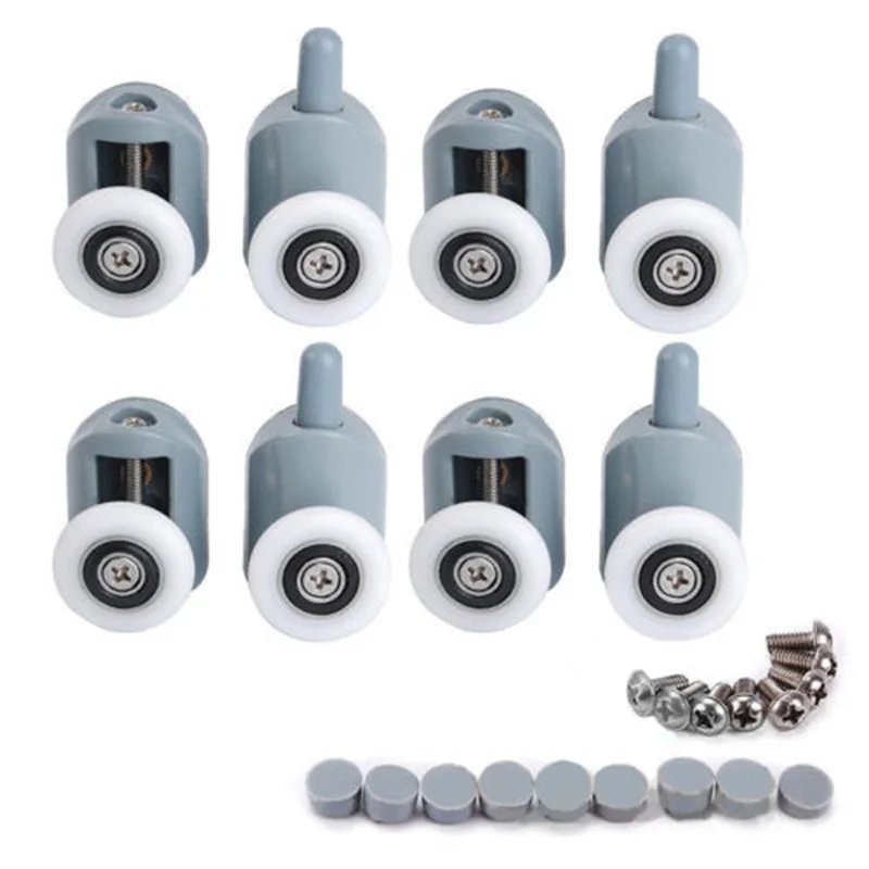 

8pcs/set Bathroom Shower Door Sliding Cabins Pulley Castor Enclosures Runners Upper Lower Rollers Wheels