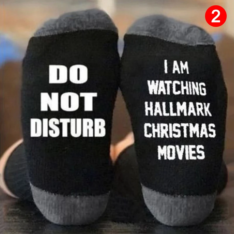 1 Pair Soft Socks Christmas Letters Printed Winter Warm for Women popsocket | Женская одежда