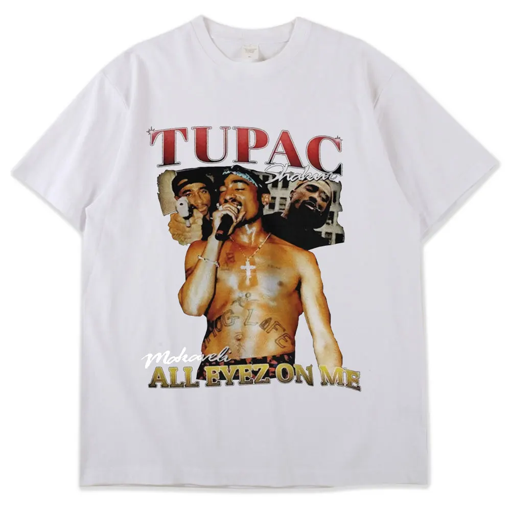 

Tupac 2Pac Amaru Shakur Raper Fashion Men Black T-Shirts Aesthetic Graphic Printed Oversized Tee Shirt