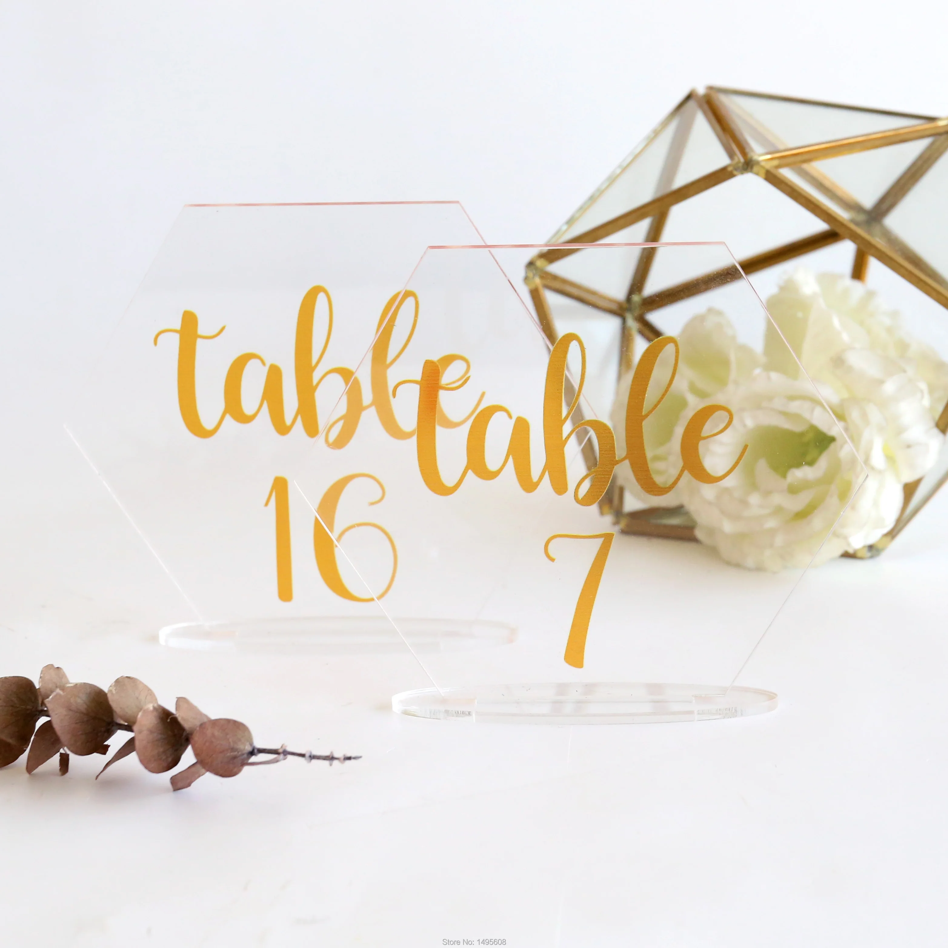 Акриловые золотые Печатные настольные цифры Прозрачные Свадебные стоячие