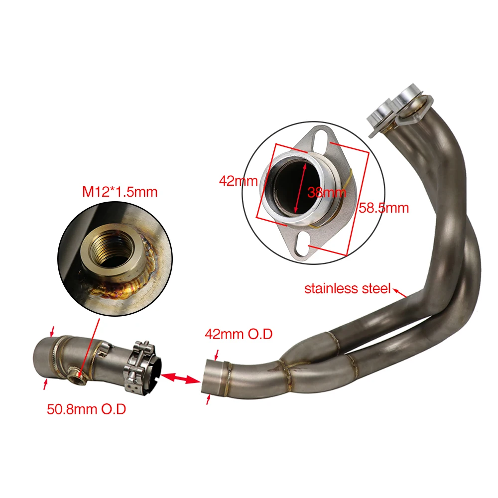 Выхлопная средняя труба ZS для гоночного мотоцикла полная система Kawasaki NINJIA650 Z650 2017