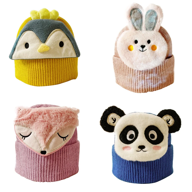 

Winter Knitted Hat for Baby Girl Cute Cartoon Animal Fox Bear Beanie Cap Children Boys Warm Accessories Kids Hats 2-6 Years
