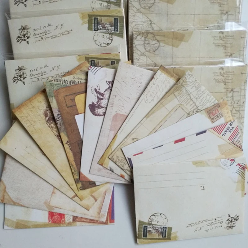 

12 шт. винтажный маленький Ancien Мини бумажные конверты свадебные приглашения конверт для карты подарок ретро Европейский стиль Kawaii Канцтовар...