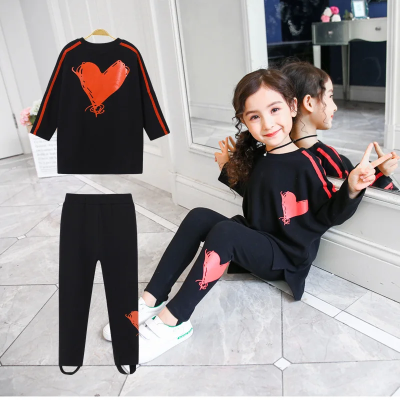 

kids sets Children's Clothing coat+pant New Suit Girls Spring and Autumn Two-Piece Elastic Long-Sleeve Suits 3-12 ages