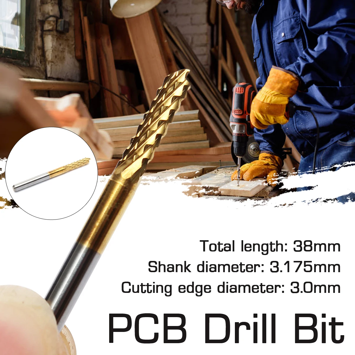 1 шт. 3 мм Вольфрамовая сталь Сверло титановое покрытие карбидная Концевая фреза