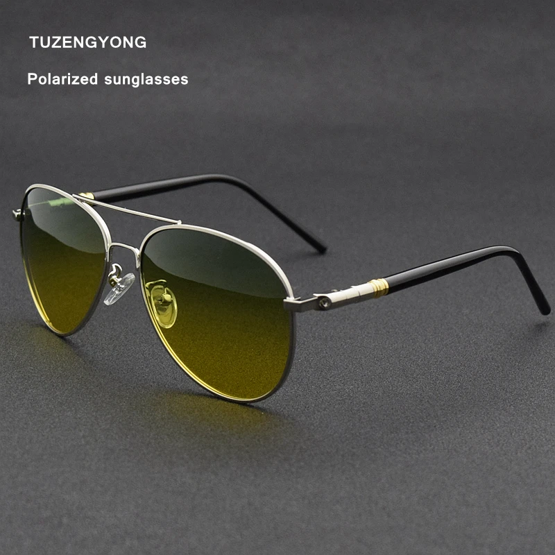 

TUZNGYONG Polarized Day Night Driving Sunglasses Men Brand Designer Yellow Green lens Women Driving Sunglass Goggles Anti-Glare