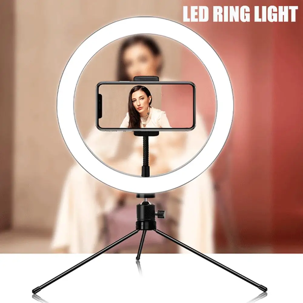 16 26cm LED Ring Light with Tripod Stand Phone Holder 6/10 inch Makeup Lamp for YouTube Video Photography Fill | Электроника