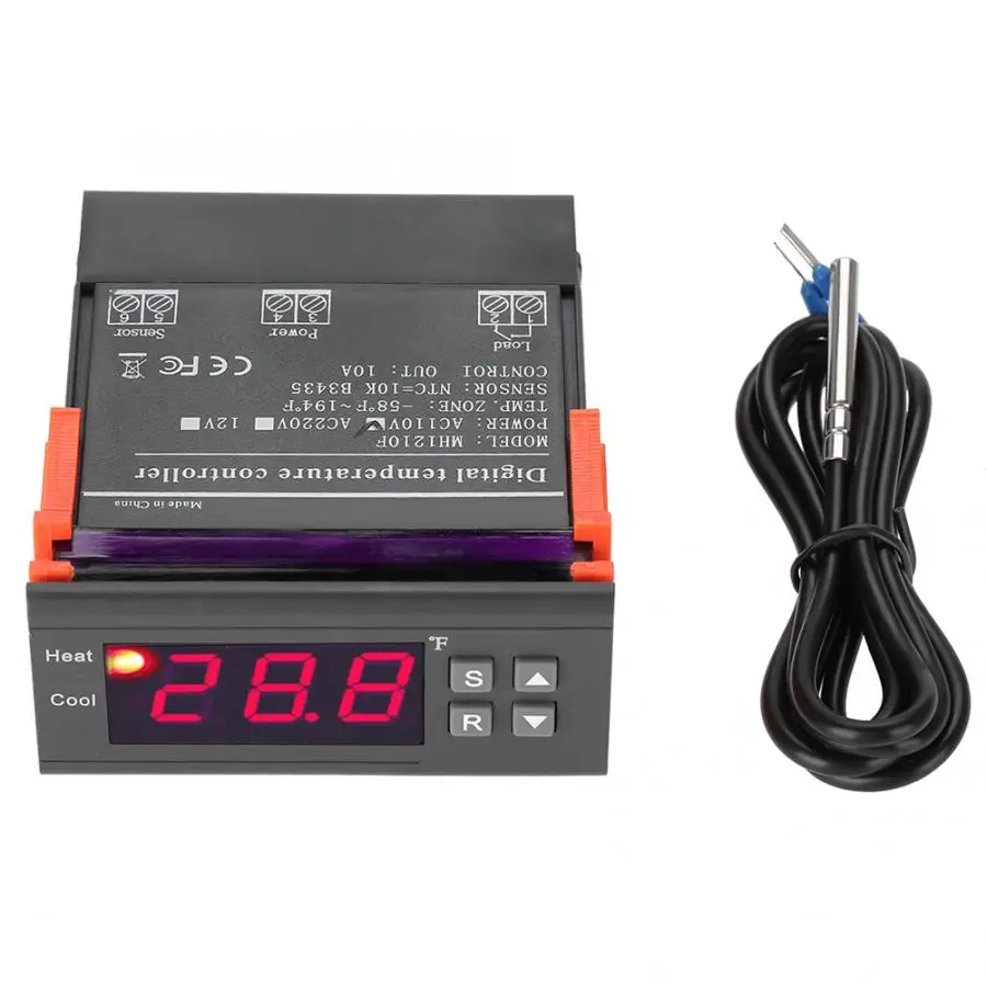 

-58~194 Fahrenheit Digital Thermostat MH1210F Digital Temperature Control Thermostat Sensor AC110V 10A Temperature Controller