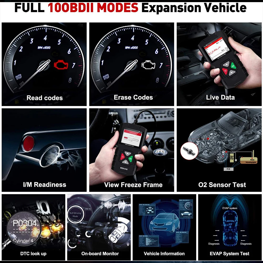 Считыватель кодов для автомобиля OBD2 12 В считыватель двигателя диагностический
