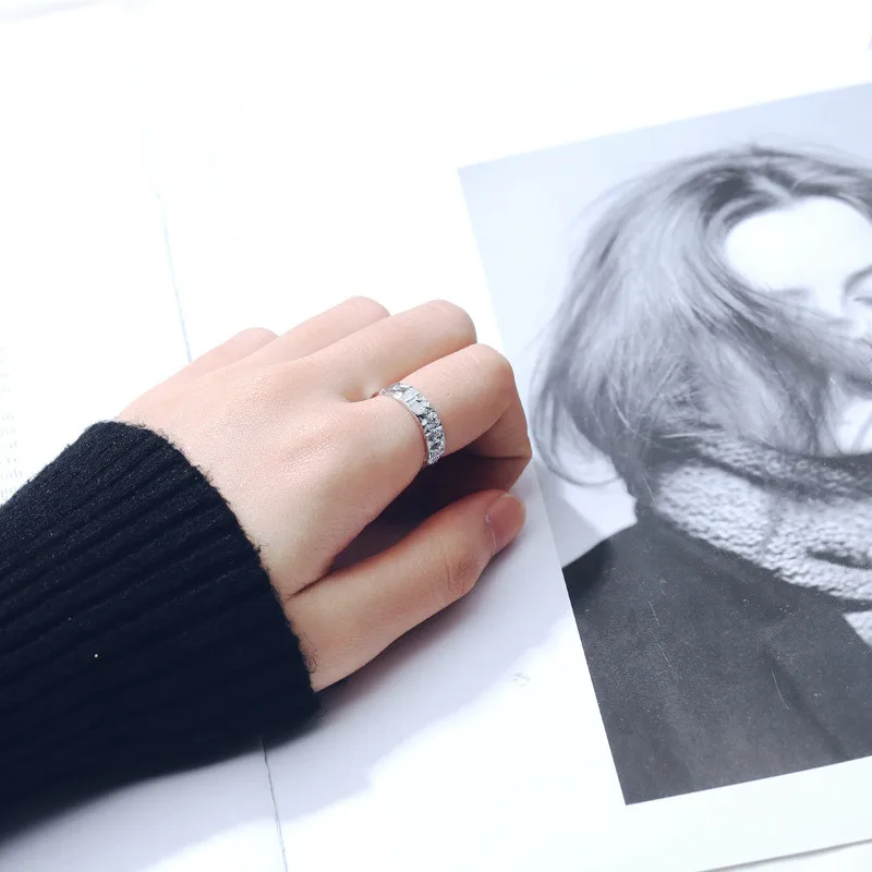 Геометрическая текстура Открытое кольцо серебряный цвет неправильной