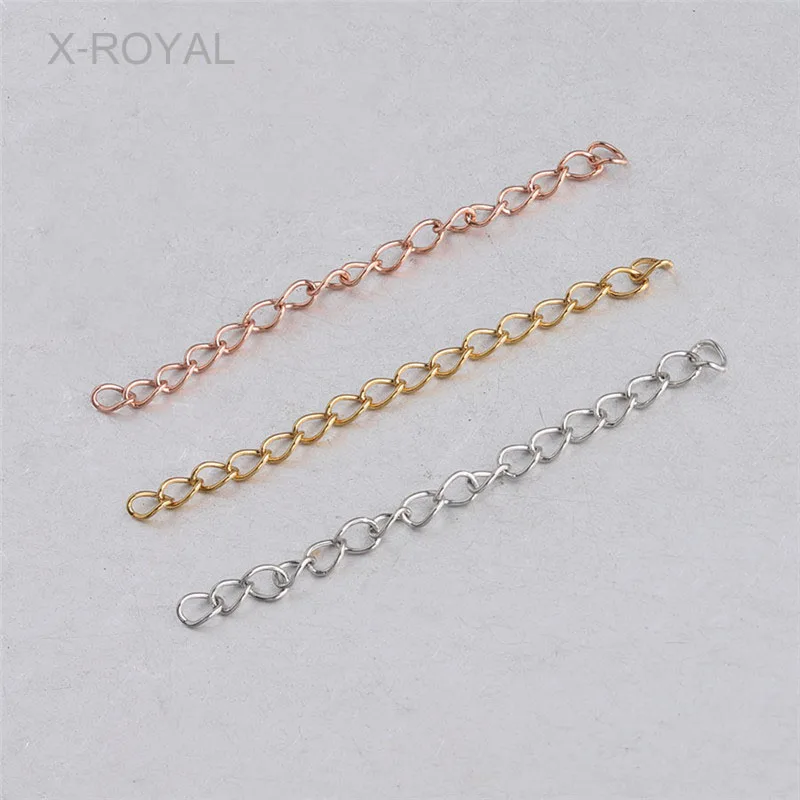 X-ROYAL 10 шт./лот 5 см Длина 0,5 мм ширина нержавеющей стали удлинительные цепочки оптом Браслеты для ожерелья для ножного браслета хвоста цепи DIY ювелирных изделий