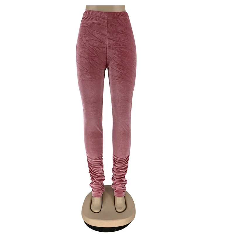 

ZKYZWX Korean Velvet Stacked Leggings for Winter Clothes Women Trendy Mid Waist Stretchy Skinny Sporty Active Wear Sweatpants