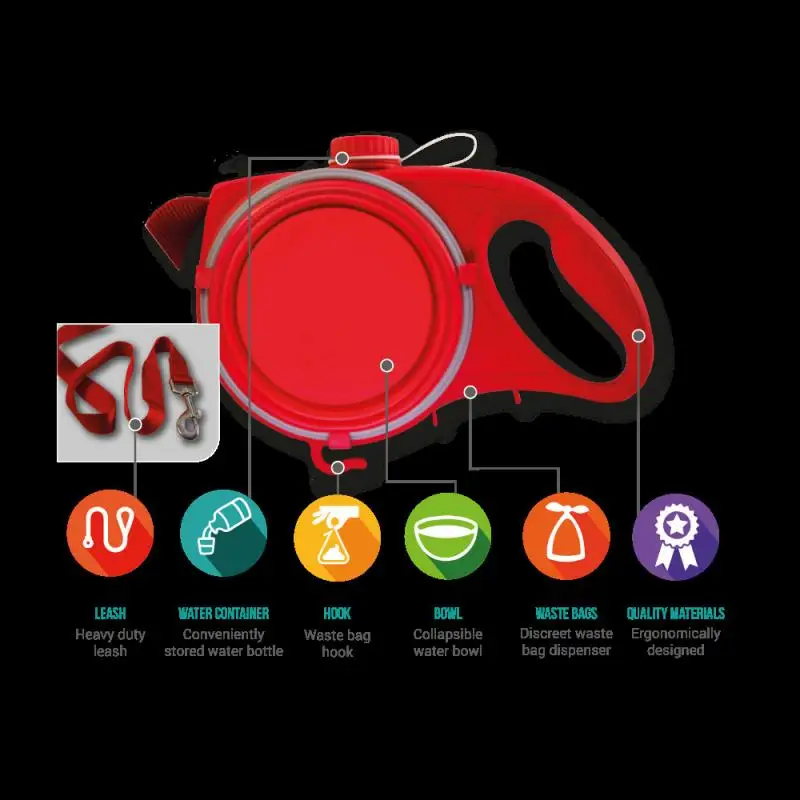 

Retractable Dog Leash Flexible Dog Collar Puppy Cat Traction Rope Belt For Small Medium Pet Products With Water Bottle Bowl