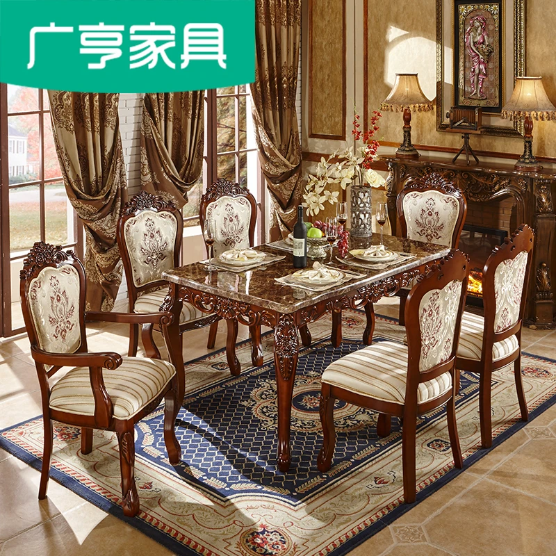 Европейский классический из массива дерева стул ресторан мраморной столешницей