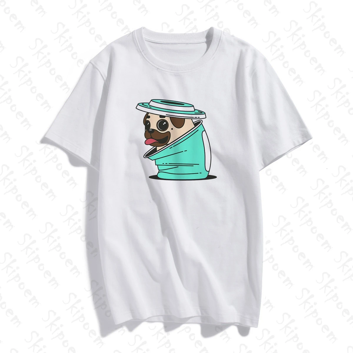 Couple Clothing Cute Pug Donut Cartoon Dog Women Tshirt Kawaii Aesthetic Plus Size Cotton Short Sleeve Tee Shirt Femme Clothes | Женская