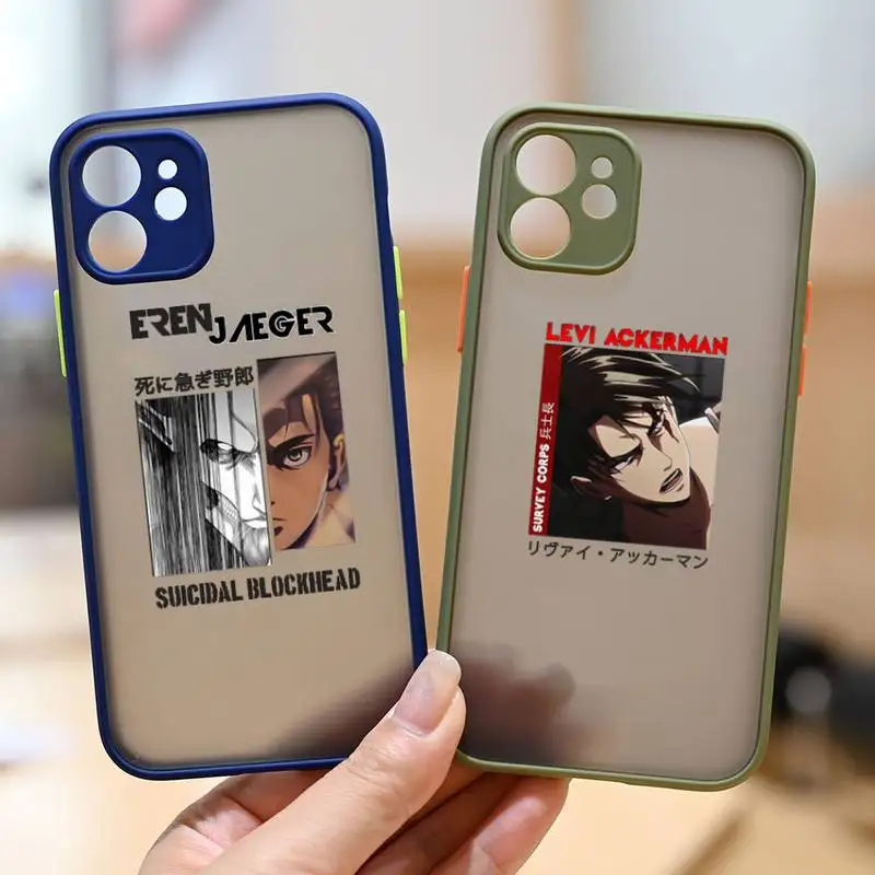 

Attacking Giant Anime pattern Phone Case matte transparent For iphone 7 8 11 12 13 plus mini x xs xr pro max cover