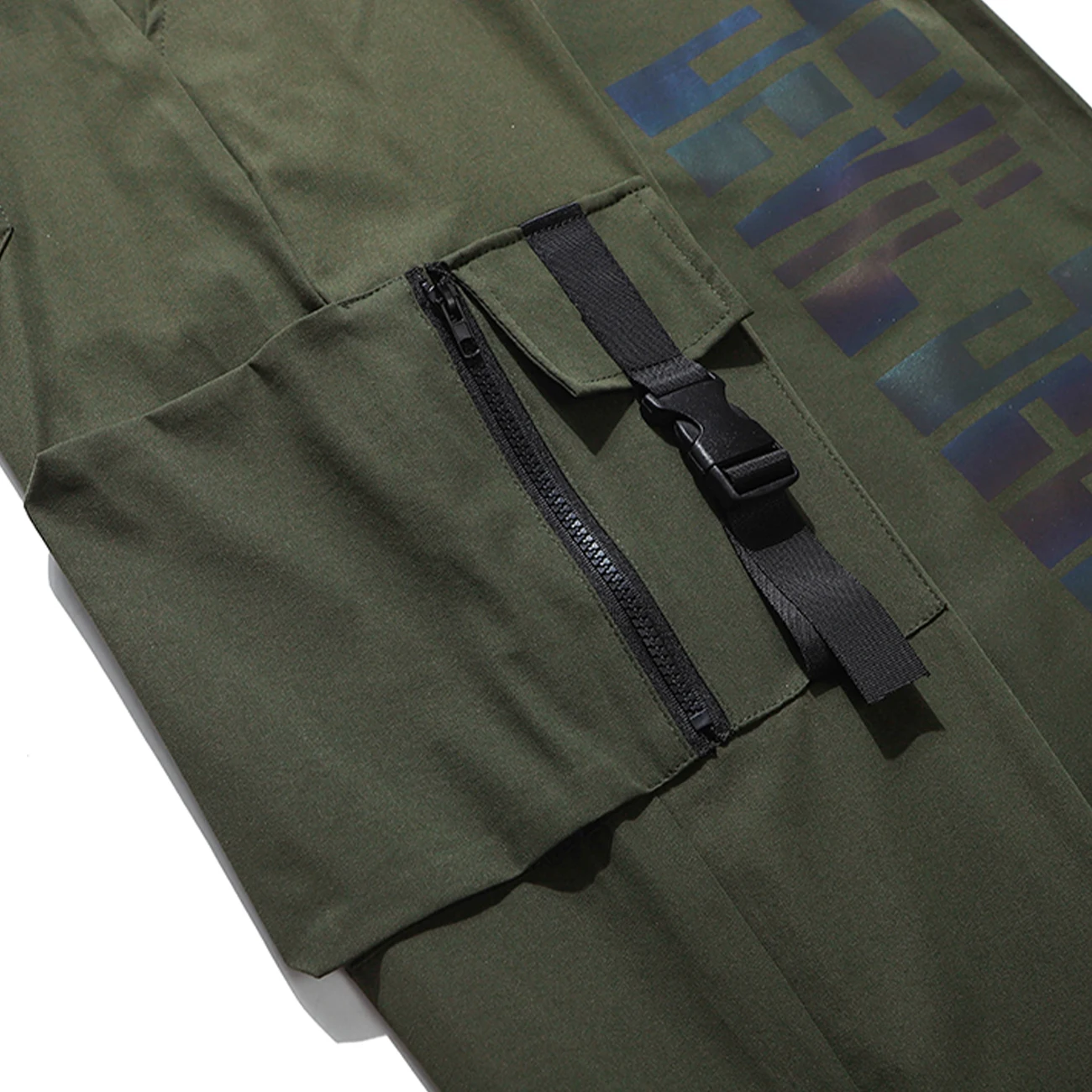 

Streetwear Tactical Pant Man Hip Hop Reflective Ribbon Men Trousers Harajuku Oversize Jogger Baggy Pants Loose 2021