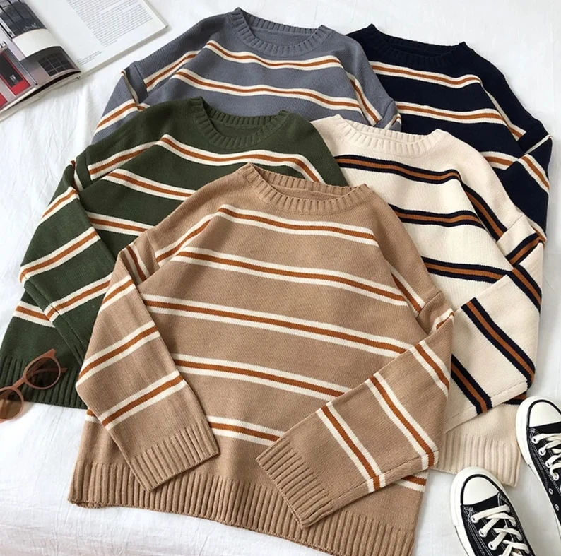 

Винтажный Свитер оверсайз, осенний свитер, модель