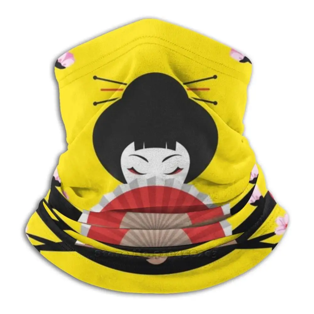 

3D бандана Shy Geisha, обогреватель для лица и шеи, мягкая флисовая маска, спортивный шарф гейши, веер для рук, Япония, бумажные фонарики, цветок ви...