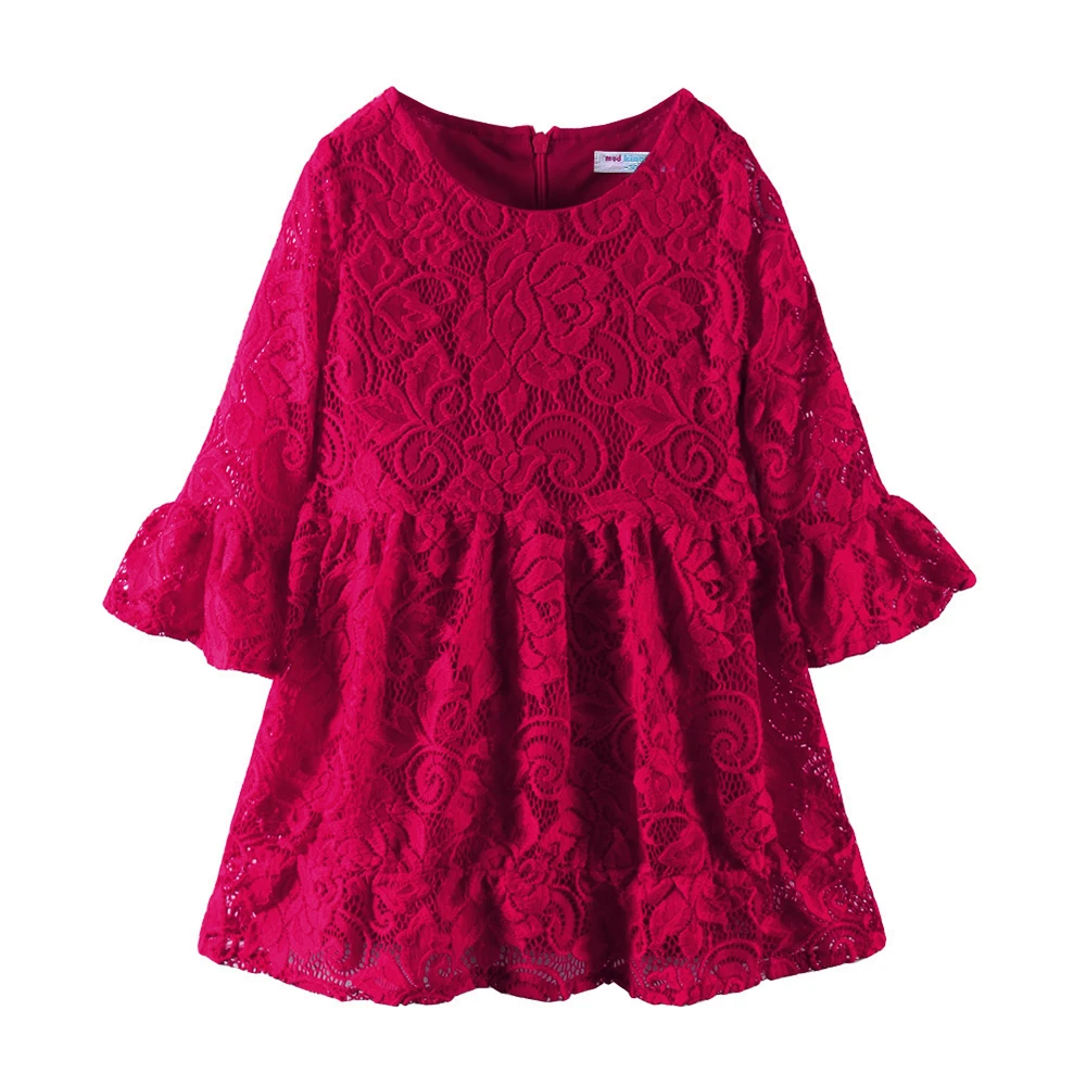 LittleSpring/осеннее платье для маленьких девочек Кружевное принцессы трапециевидной