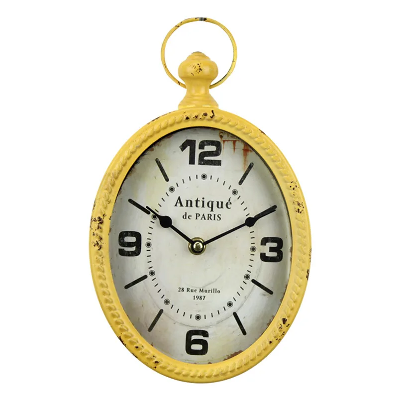 

Oval retro wrought iron wall clock creative home decoration clock