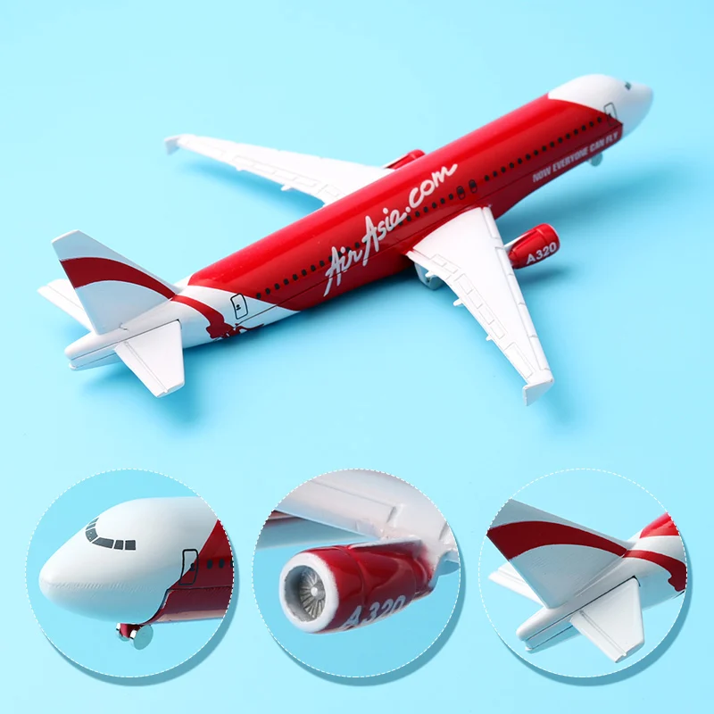 16 см A320 Air Asia самолет модель Asia.com авиакомпаний Аэробус сплава с трёхмерными