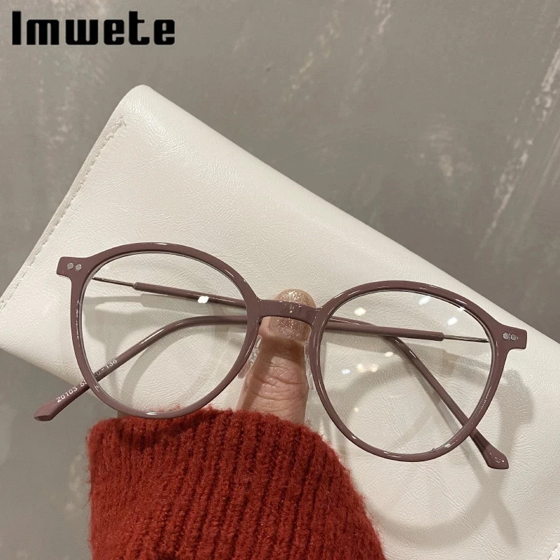 

Модные очки Imwete с защитой от сисветильник для мужчин и женщин, круглые очки, оверсайз, компьютерные очки, оптические оправы