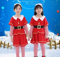 2021 red elf girls christmas costume festival santa clause for boys girls new year chilren clothing fancy dress xmas party dress
