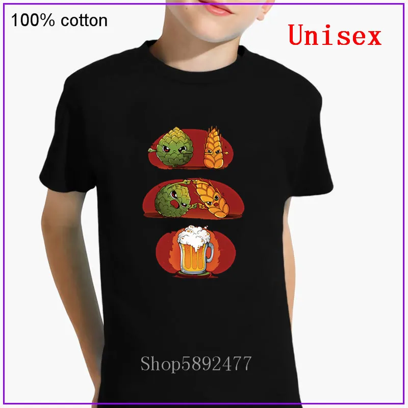 Детская футболка с коротким рукавом Beer-Fusion из 100% хлопка аниме принтом одежда для