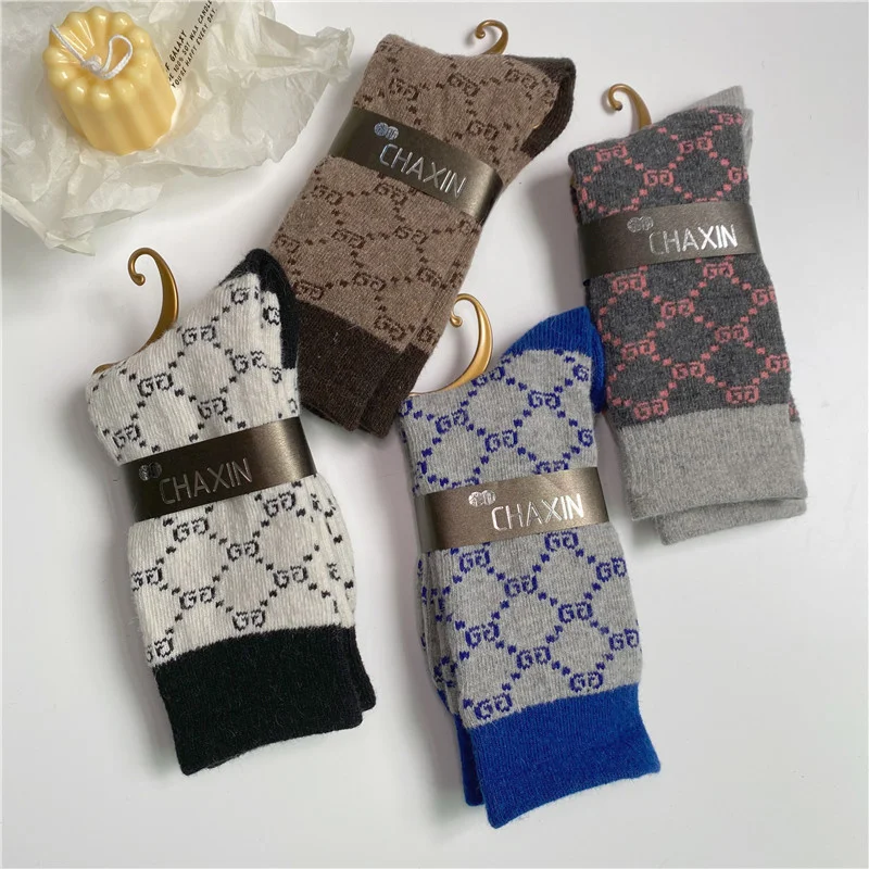 

Double Wool Thickened Long Tube Fall Winter Versatile Women's Socks Warm Pile Socks medias sexy muslo underwear women unif
