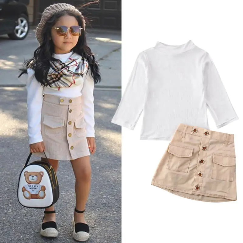 Осенняя одежда для маленьких девочек 2019 белый свитер с длинным рукавом и высоким