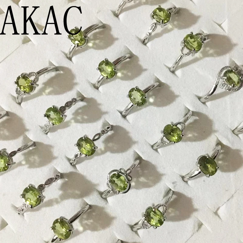 3rings/set approx5*7mm AKAC natural green peridot women adjustable ring send randomly | Украшения и аксессуары