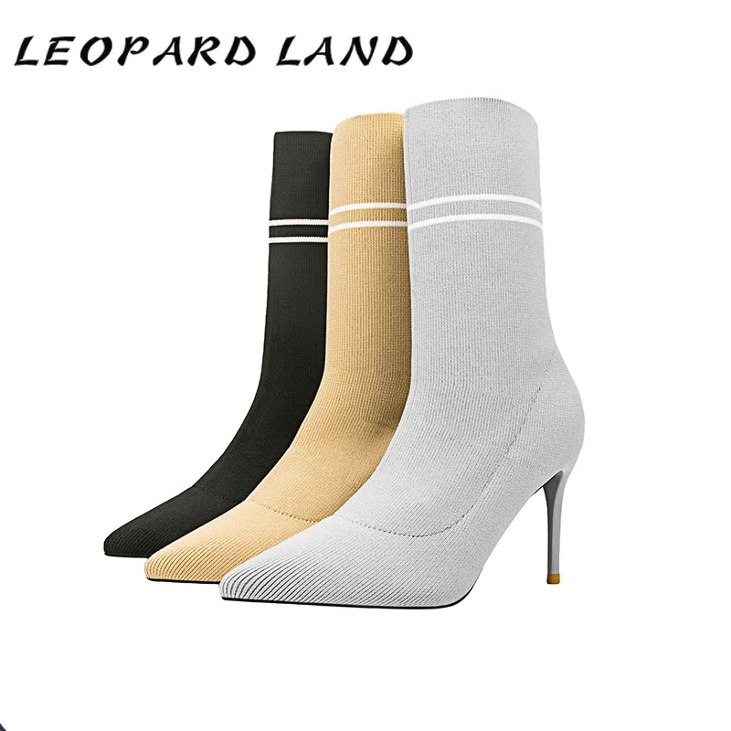 Женские ботинки леопардовой расцветки на высоком каблуке с заостренным носком