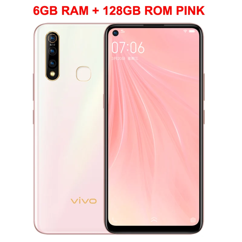 Pink 6GB 12GB Мобильный телефон vivo Z5x, 6,53 дюймов, экран, 4 Гб ОЗУ, 64 Гб ПЗУ, Восьмиядерный процессор Snapdragon710, Android 9, 5000 мАч, смартфон с функцией распознавания лица - Цвет: Pink 6GB 12GB