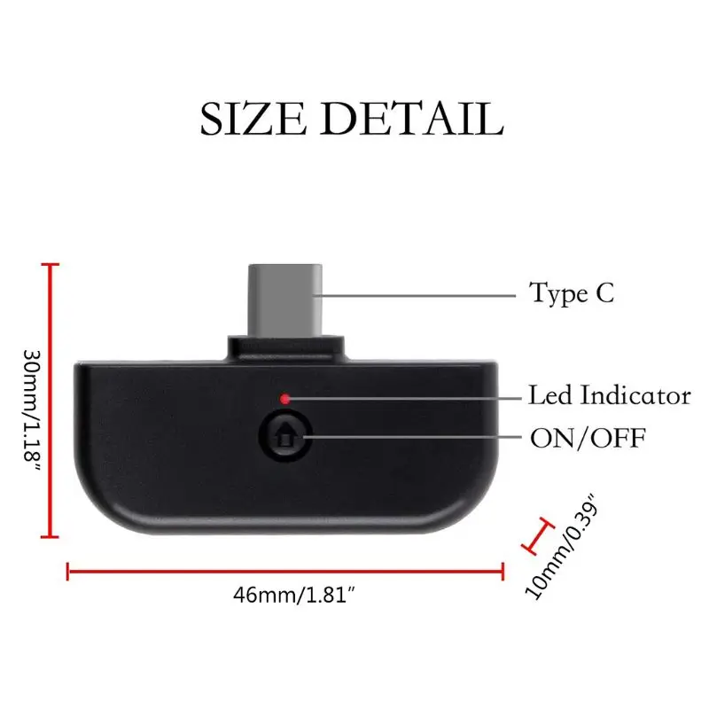 

Bluetooth 5.0 Wireless Audio Adapter Type-c Transmitter for NS Switch/Lite