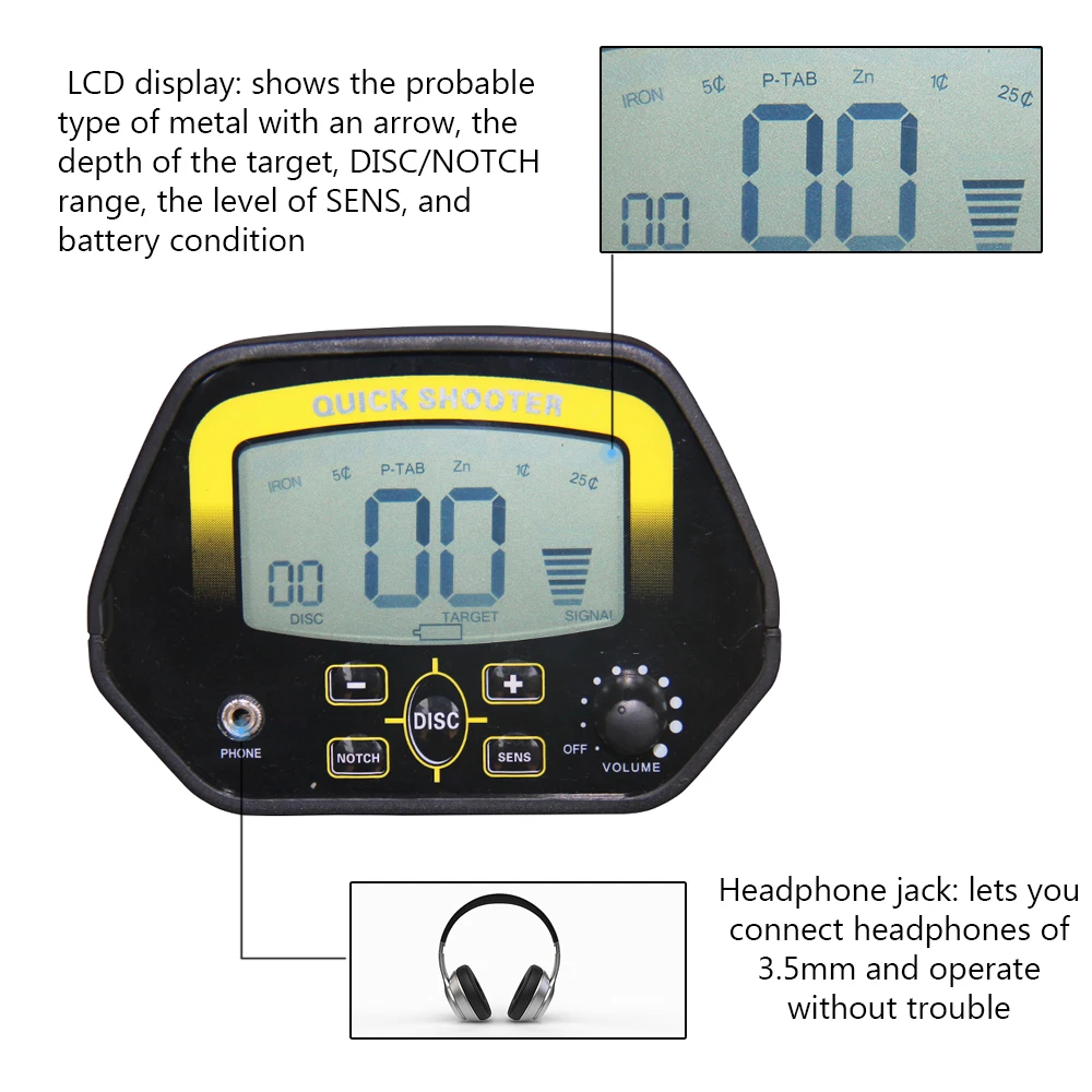 

Portable Easy Installation Metal Detectors LCD Display High Sensitivity Treasure Hunter Underground Metal Detector