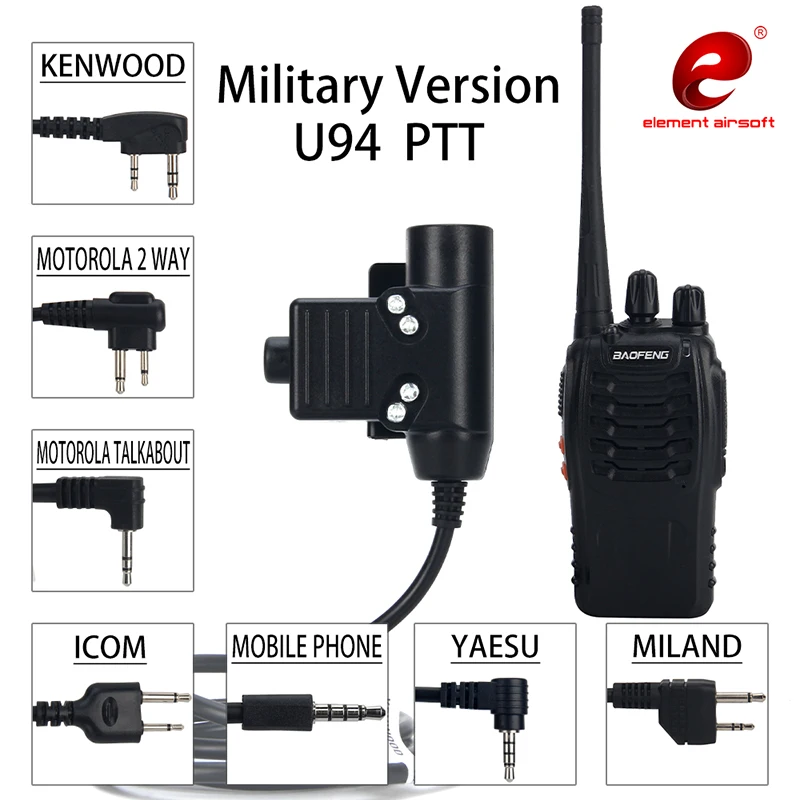 

NEW U94 Tactical Airsoft PTT for Original RAC TMC COMTAC Earmor Headset Hunting Military BaoFeng PTT Plug Headphone Accessories